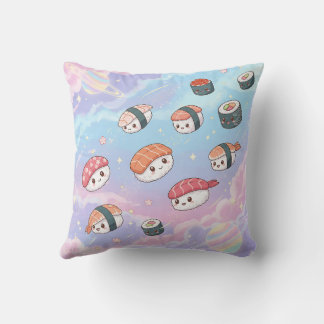 Coussin Sushi Flying in Pastel Galaxy Sky