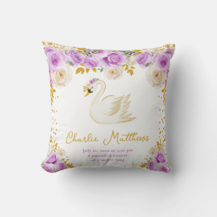 Coussin Swan Purple et Gold Roses statistiques de naissanc