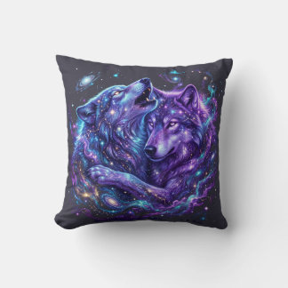 Coussin Sweat à capuche Loup de la Galaxie Mystique – Art