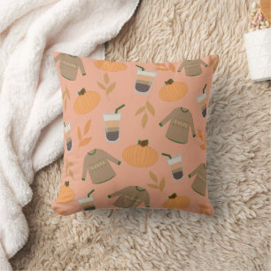 Coussin Sweaters, Citrouille et Motif d'automne de café gl