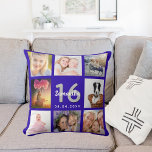 Coussin Sweet 16 royal bleu photo nom collage<br><div class="desc">Un cadeau unique pour une fille de Sweet 16, 16e anniversaire, célébrant sa vie avec un collage de 8 de vos propres photos, photos. Personnalisez et ajoutez son nom et une date. Un arrière - plan royal bleu branché. Le nom est écrit avec un script de style moderne écrit à...</div>