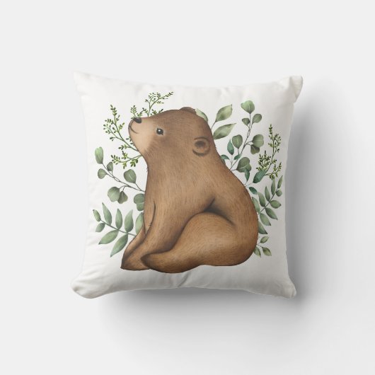 Coussin Sweet Baby Bear Woodland Forest Green Nursery (Recto)