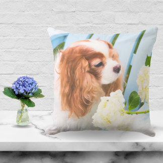 Coussin Sweet Cavalier King Charles Spaniel Hydrangeas