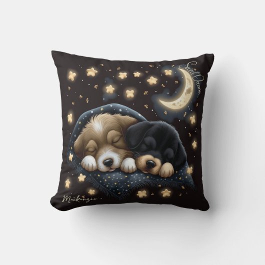 Coussin Sweet Dreams Jote Design Chiot Nom personnalisé (Recto)