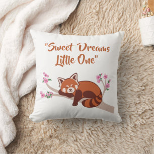 Coussin "Sweet Dreams Little One" Sleepy Red Panda Blanc