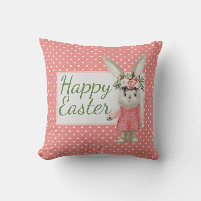 Coussin Sweet Girl Bunny Pâques (Recto)