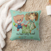 Coussin Sweet Girl et Teddy Bear Turquoise (Couverture)