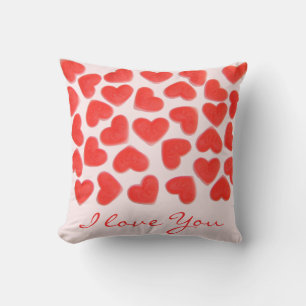 Coussin Sweet Hearts rose "I love You" carré de script