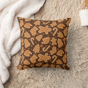 Coussin Sweet Holiday Gingerbread Cookies Dark Brown Home