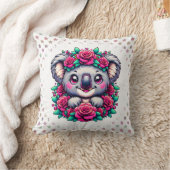 Coussin Sweet Koala with Pink Rose Wreath (Couverture)