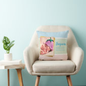 Coussin Sweet Pastel Baby Boy Photo Birth Record Stat (Chaise)