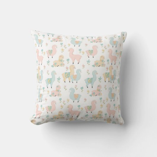Coussin Sweet Pastel Llamas (Recto)