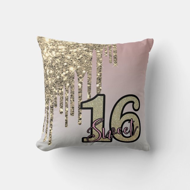 Coussin Sweet sixteen or rose rose pâle (Recto)