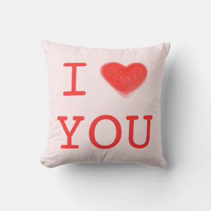 Coussin Swet Heart rose 'I heart You' deux côtés carré