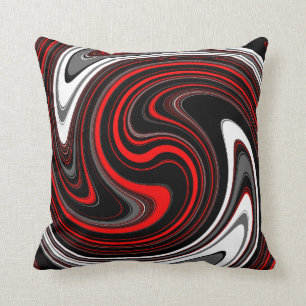 Coussin Swirl à peinture rouge noire