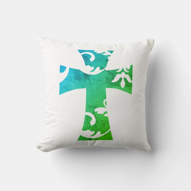 Coussin SWIRL CROSS coloré amusant |  (Recto)