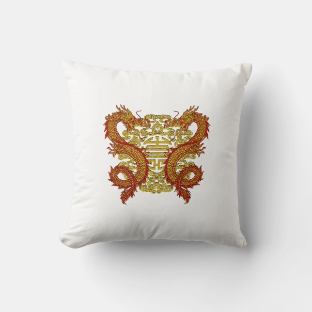 Coussin Symbole chinois et dragons de longévité (Recto)