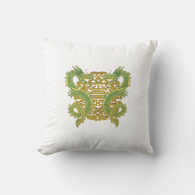 Coussin Symbole chinois et dragons de longévité (Recto)