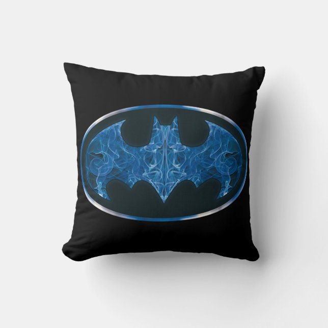 Coussin Symbole de chauve-souris à fumée bleue (Recto)