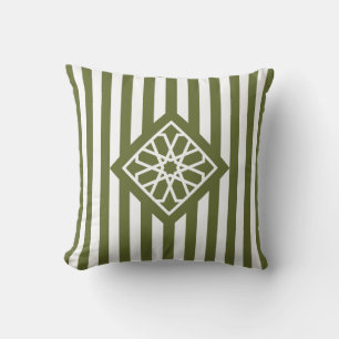 Coussin Symbole de la Fleur de Zellige Marocaine Vert oliv