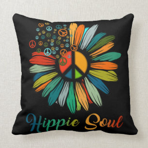 Coussin SYMBOLE DE LA PAIX ESSENTIELLE HIppie Tournesol