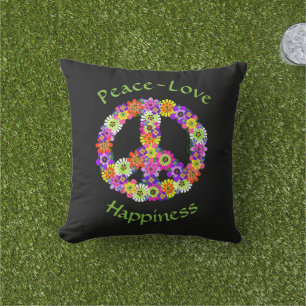 Coussin SYMBOLE DE LA PAIX Florale Paix Amour Bonheur