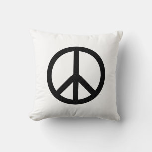 Coussin Symbole de paix Anti Guerre noir blanc moderne