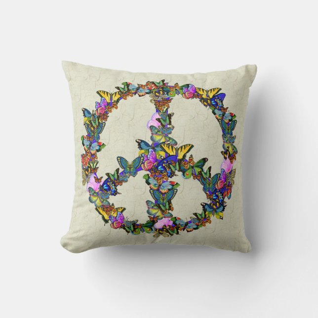Coussin Symbole de paix de papillon (Recto)