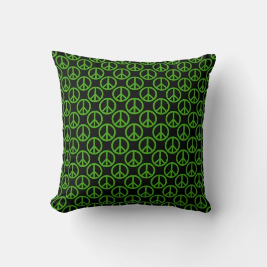 Coussin Symbole de paix Jeter oreiller, vert et noir (Recto)