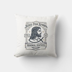 Coussin Symbole de Poisson Jésus Ichthys Minimal Jésus Poi