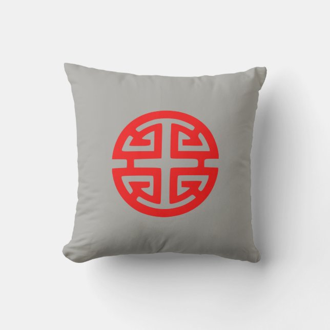 Coussin Symbole de prospérité chinois rouge (Recto)