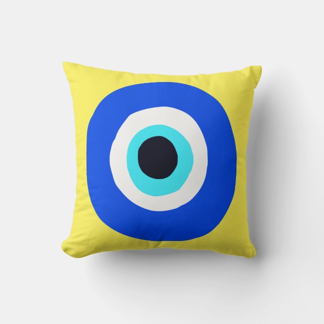 Coussin Symbole des yeux grecs sur le jaune (Recto)