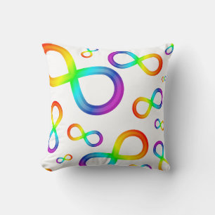 Coussin Symbole d'infini arc-en-ciel de l'autisme de la ne
