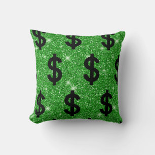 Coussin SYMBOLE Dollar Noir Argent Entrepreneur Wall Stree