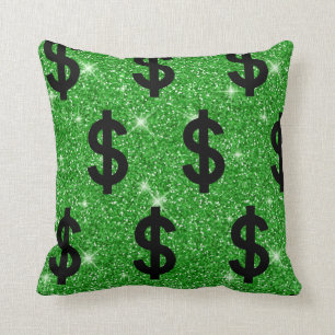 Coussin SYMBOLE Dollar Noir Argent Entrepreneur Wall Stree