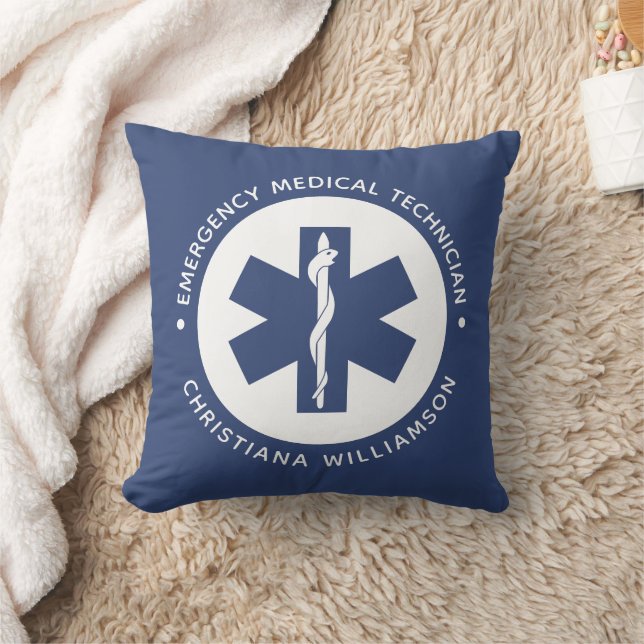 Coussin Symbole EMT personnalisé Technicien Médicale d'urg (Couverture)