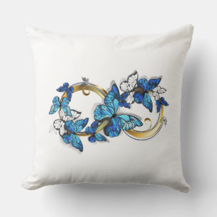 Coussin Symbole infini de papillons Morpho bleus