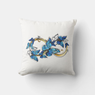 Coussin Symbole infini de papillons Morpho bleus