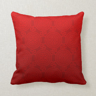 Coussin Symbole Oriental de la Longue Vie Jacquard| rouge