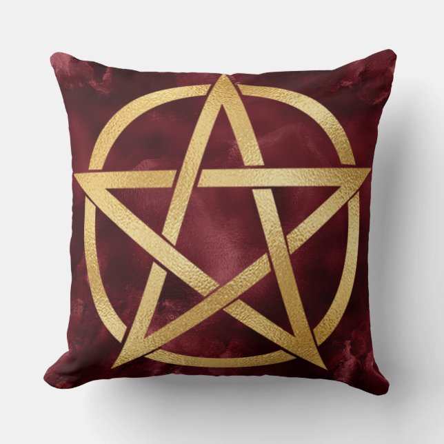 Coussin Symbole Pentagramme d'or en rouge (Recto)