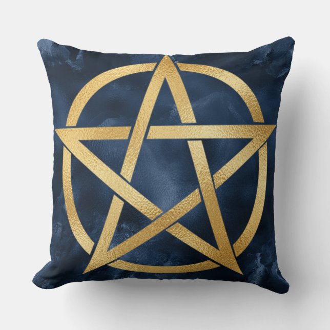 Coussin Symbole Pentagramme d'or sur bleu (Recto)
