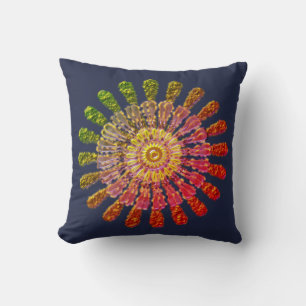 Coussin Symbole solaire doré décoratif