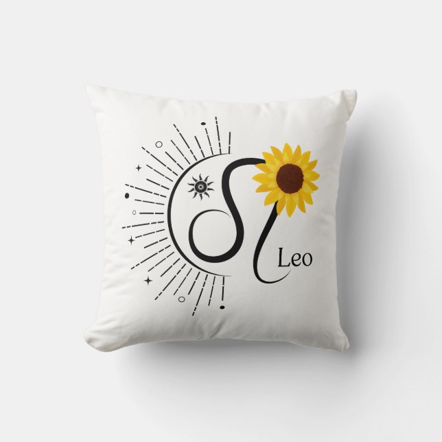 Coussin Symbole zodiaque de l'oreiller Leo avec tournesol (Recto)