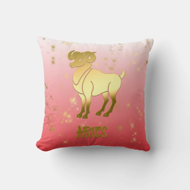 Coussin SYMBOLE Zodiaque D'Horoscope D'Aries Gold Ombre As (Recto)