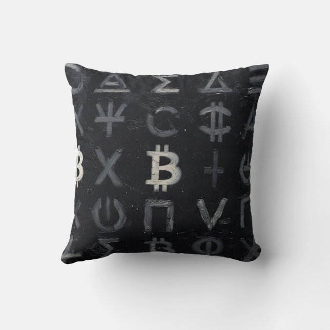 Coussin Symboles de Bitcoin (Style : E) (Verso)