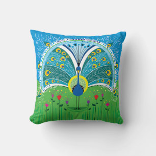 Coussin Symétrie de paon enchanteur