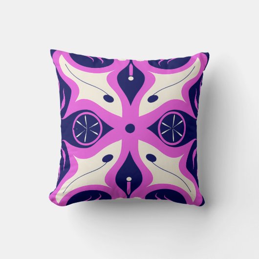Coussin Symmetrical Abstract Pattern in Purple and White (Recto)
