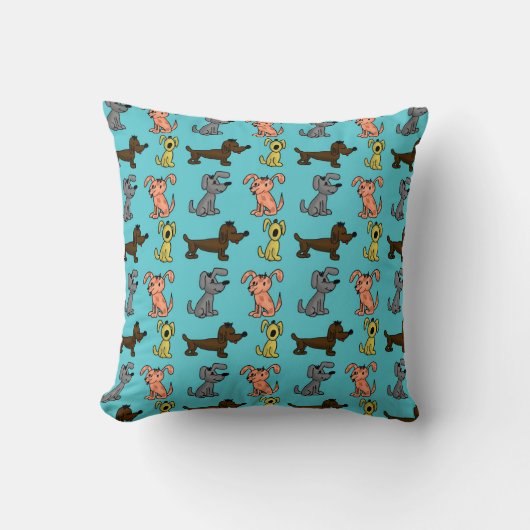 Coussin Sympa Chiens Design Moderne Bleu (Recto)