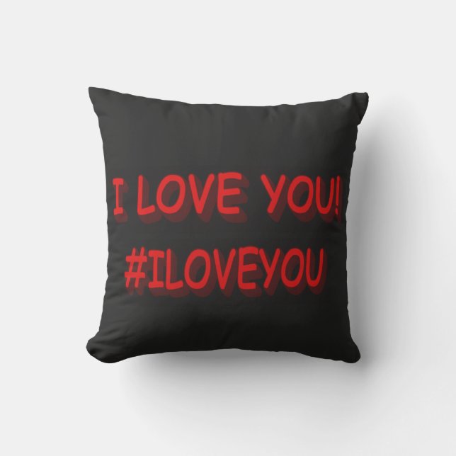 Coussin Sympa Design d'expression "JE VOUS AIME !". Comman (Recto)