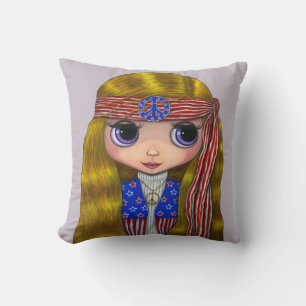 Coussin Sympa Hippie Chick Peace Signale Headband Stars Ba